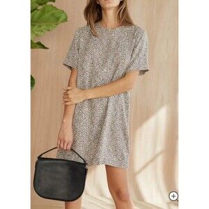 Jenni Kayne Leopard Print T-shirt Dress XS Loose Fit Short Sleeve Shift EUC